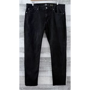 7 For All Mankind Slimmy Jean Men's 40 (Fit 40x33) Black Performance Stretch